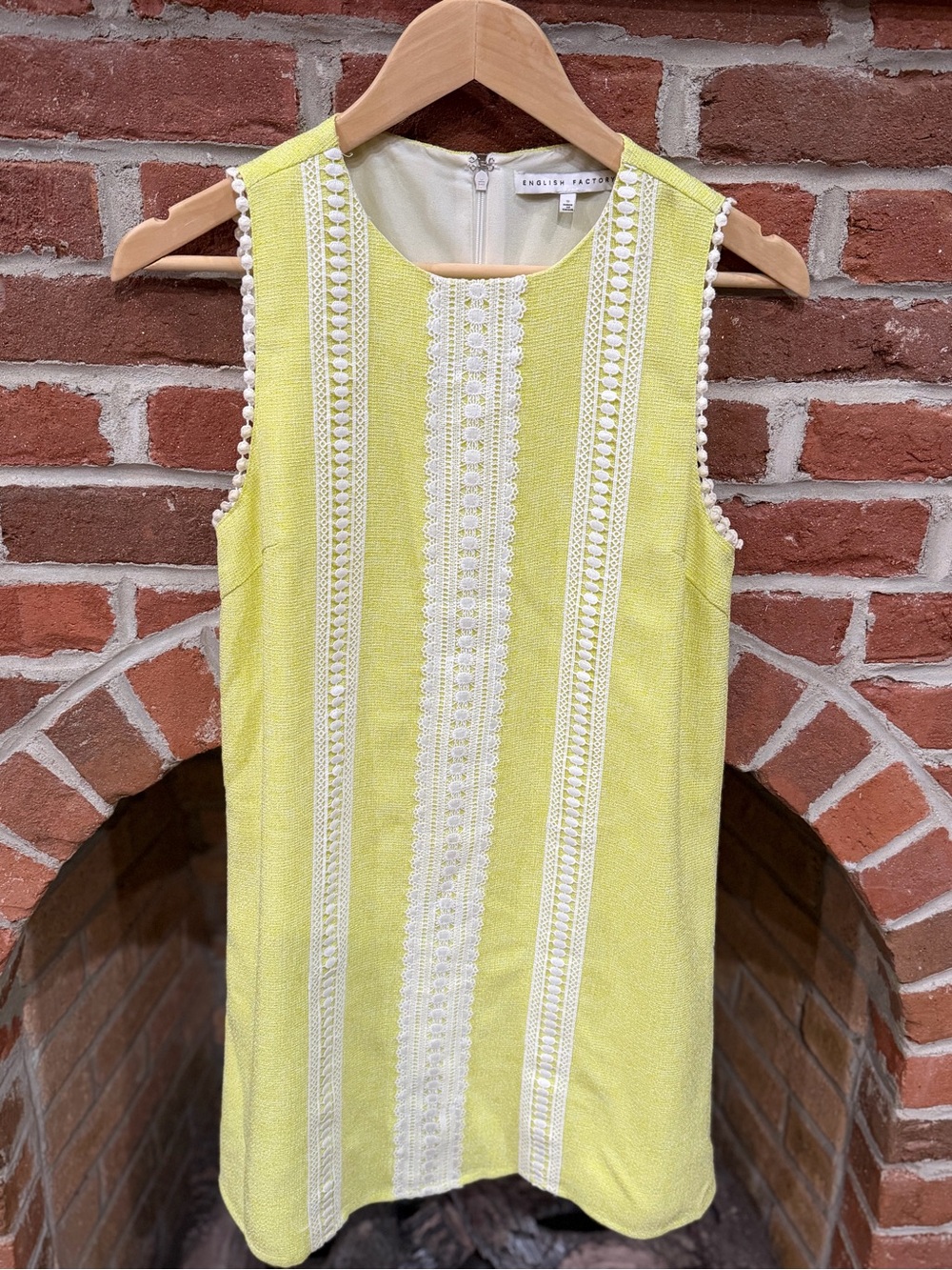English Factory Yellow Sleeveless Midi Dress with White Trim